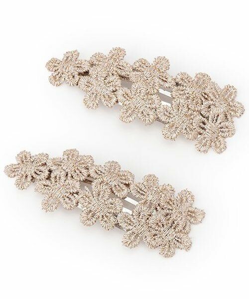 petit main / プティマイン ヘアピン | 花レースヘアピン/L（ベージュ）