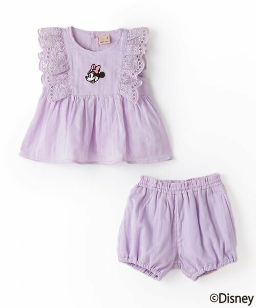 petit main / プティマイン ベビー・キッズウエア | 【Disney】肩フリルチュニックセットアップ（ラベンダー）