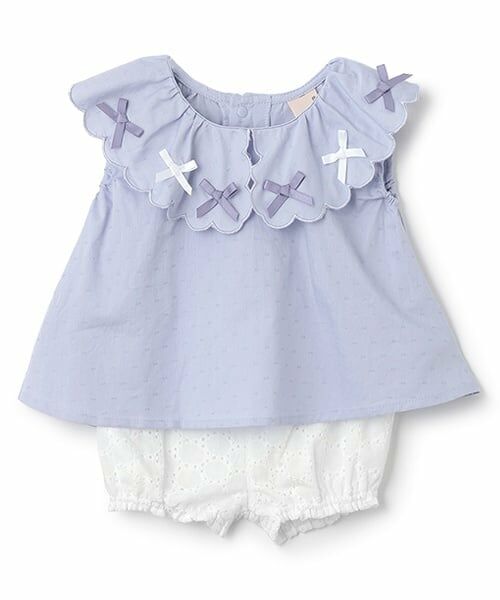 petit main / プティマイン ベビー・キッズウエア | リボンチュニックセットアップ（ライト ブルー）