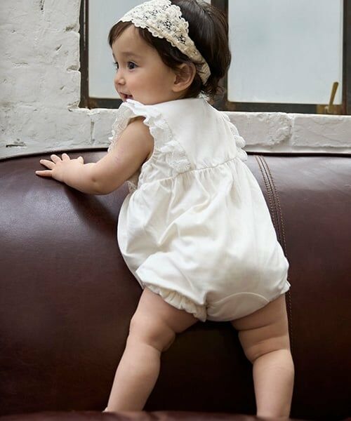 petit main / プティマイン ロンパース | レース切替カバーオール | 詳細1