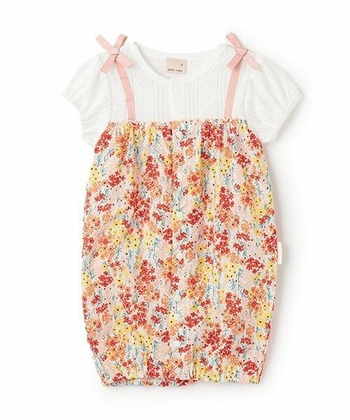 petit main / プティマイン ロンパース | 花柄切替2WAYオール（ピンク）