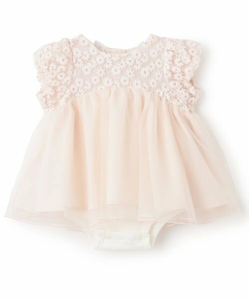 petit main / プティマイン ロンパース | 【リンク】チュールレースOPロンパース（ライト ピンク）