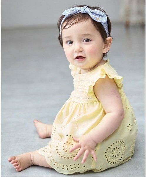 petit main / プティマイン ロンパース | 【リンク】オーバーレースOPロンパース（黄）