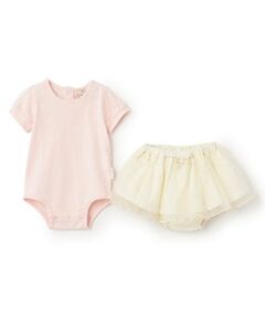 petit main / プティマイン ベビー・キッズウエア | 袖チュールロンパース＋スカパンセット