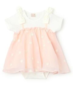 petit main / プティマイン ロンパース | 【リンク】花刺しゅう半袖ワンピース(ベビー)