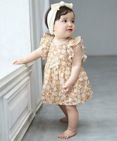 petit main / プティマイン ロンパース | 【リンク】花柄シャーリングワンピース(ベビー)