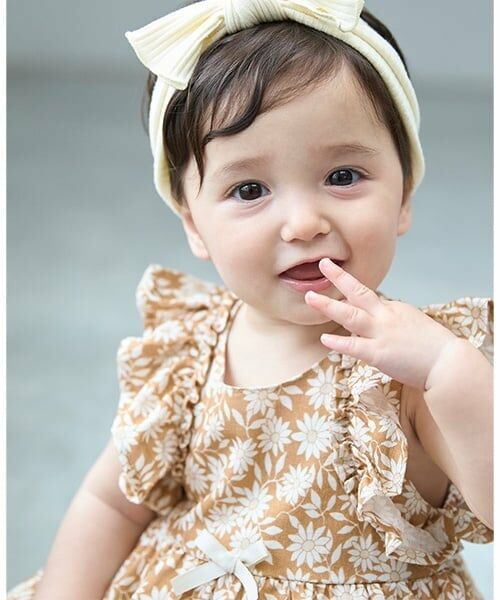 petit main / プティマイン ロンパース | 【リンク】花柄シャーリングワンピース(ベビー) | 詳細3