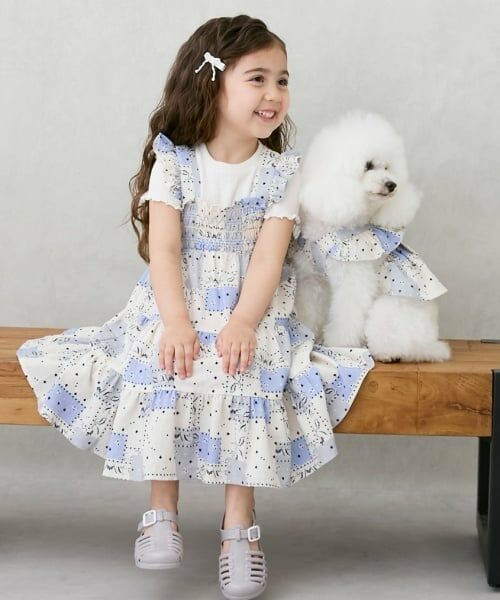 petit main / プティマイン ロンパース | 【リンク】花柄シャーリングワンピース(ベビー) | 詳細7