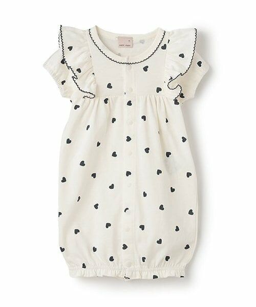 petit main / プティマイン ロンパース | 【弱酸性】肩フリル2WAYオールSS（紺）