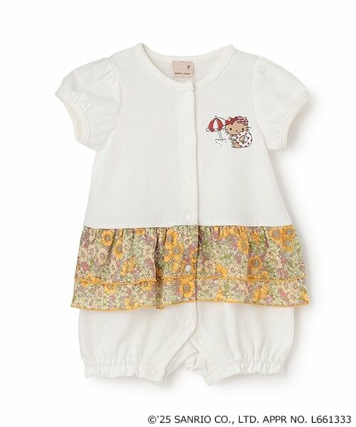 petit main / プティマイン ロンパース | 【サンリオキャラクターズ】切替フリルカバーオール（オフ ホワイト）