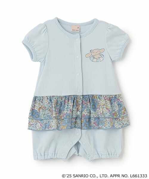 petit main / プティマイン ロンパース | 【サンリオキャラクターズ】切替フリルカバーオール（サックス）