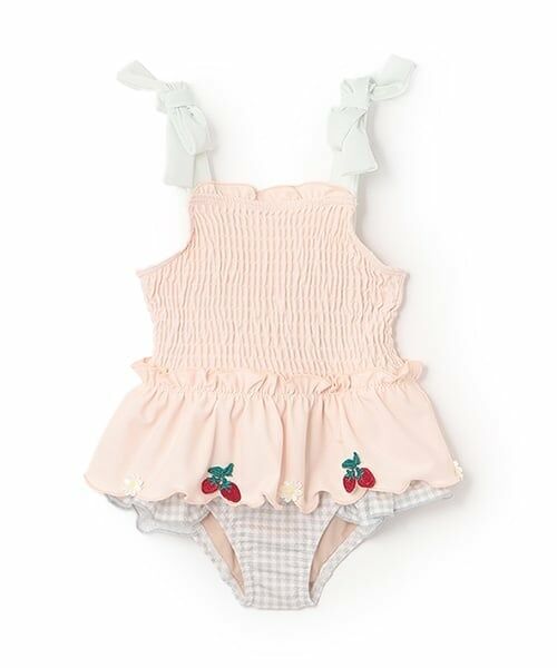 petit main / プティマイン 水着・スイムグッズ | 【SWIM】いちごペプラムワンピース水着（オレンジ）