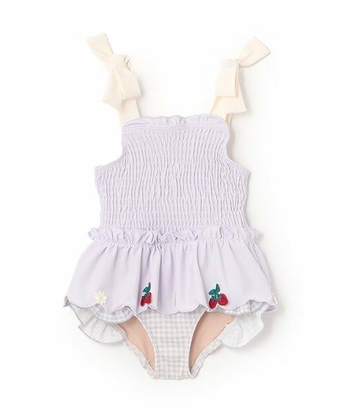 petit main / プティマイン 水着・スイムグッズ | 【SWIM】いちごペプラムワンピース水着（ラベンダー）