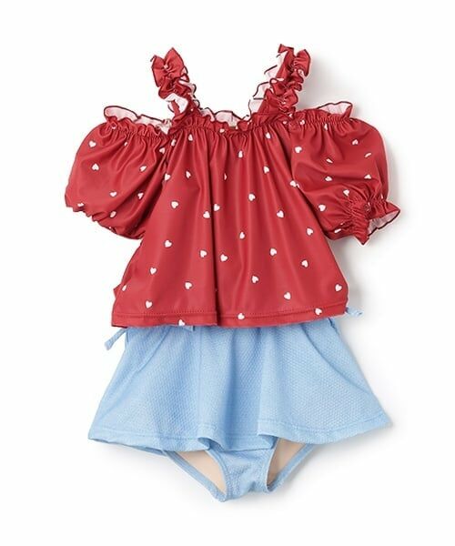 petit main / プティマイン 水着・スイムグッズ | 【SWIM】ハートパフスリーブタンキニ（赤）