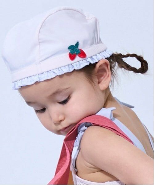 petit main / プティマイン 水着・スイムグッズ | 【SWIM】いちごフリルスイムキャップ（ライト ピンク）