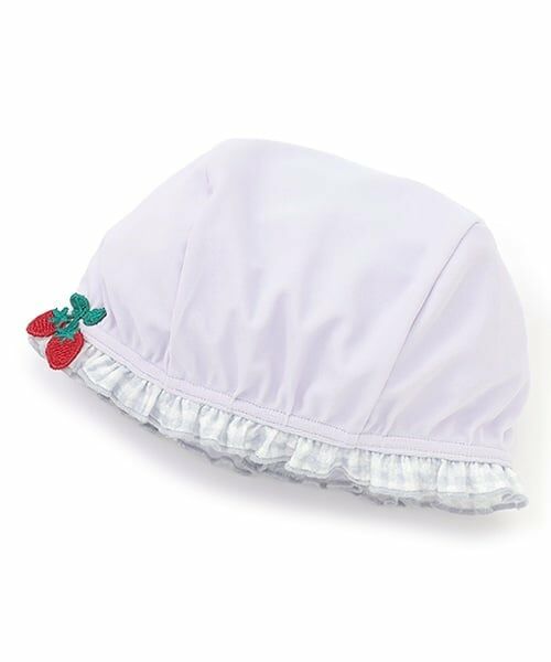 petit main / プティマイン 水着・スイムグッズ | 【SWIM】いちごフリルスイムキャップ（ラベンダー）