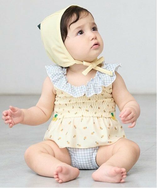 petit main / プティマイン 水着・スイムグッズ | 【SWIM】キャップつきフルーツ総柄ビキニ（黄）