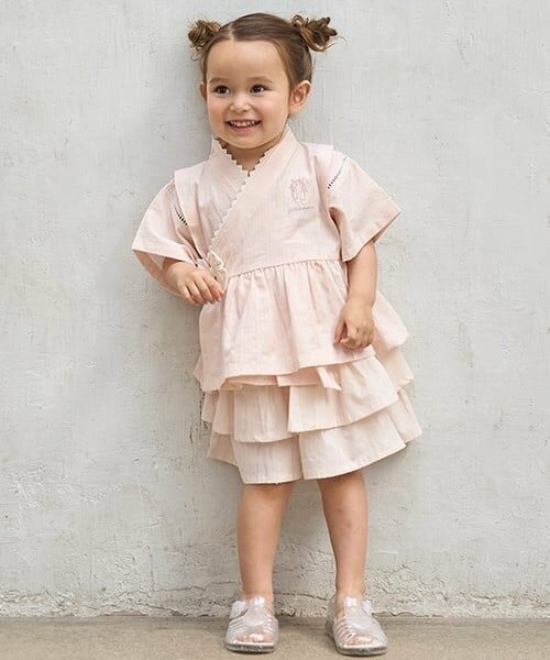 petit main / プティマイン 着物・浴衣・小物類 | ペプラムフリル甚平（ライト ピンク）