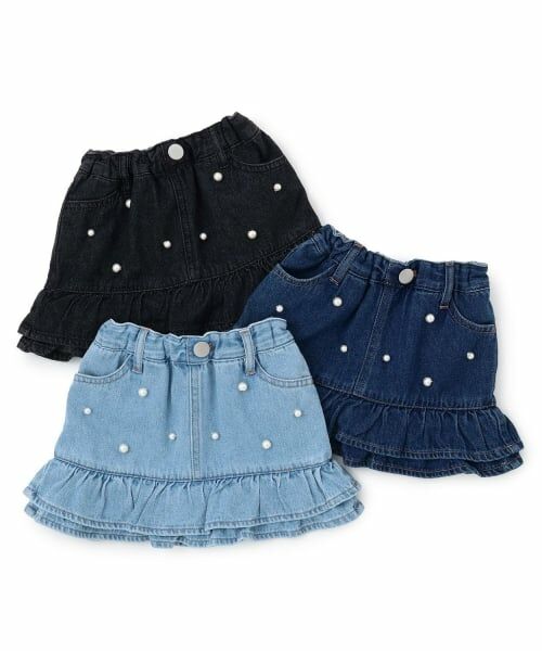 petit main / プティマイン ミニ・ひざ丈スカート | パールデニムスカパン | 詳細9