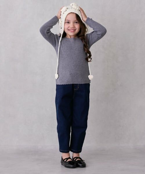 petit main / プティマイン その他パンツ | ハートポケットバレルパンツ（紺）