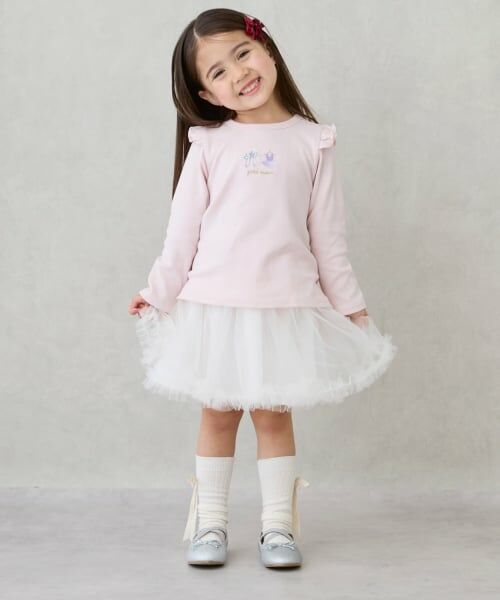 petit main / プティマイン ミニ・ひざ丈スカート | チュールスカート（アイボリー）