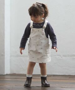 petit main / プティマイン ミニ丈・ひざ丈ワンピース | 【リンク】刺しゅうサロペスカート