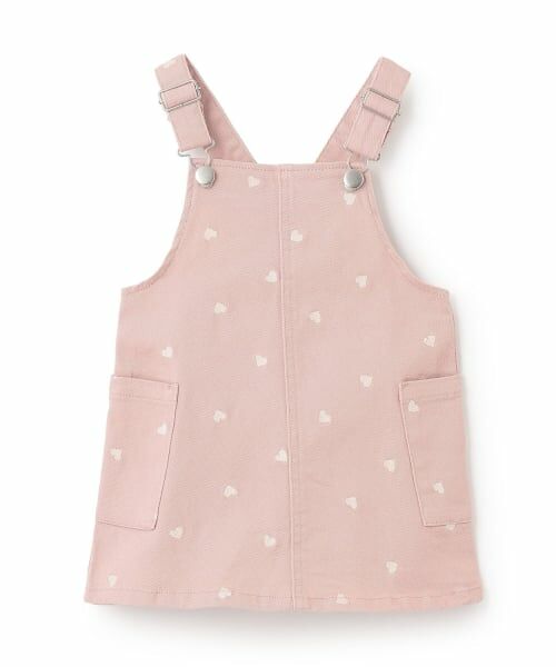 petit main / プティマイン ミニ丈・ひざ丈ワンピース | 【リンク】刺しゅうサロペスカート（ピンク）