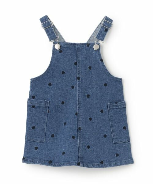 petit main / プティマイン ミニ丈・ひざ丈ワンピース | 【リンク】刺しゅうサロペスカート（ブルー）