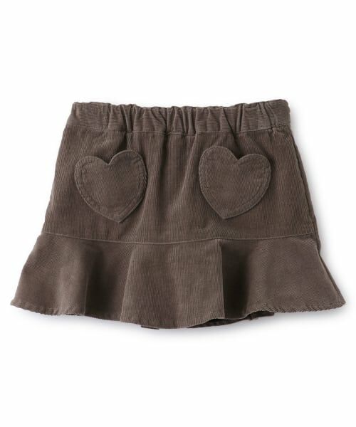 petit main / プティマイン ミニ・ひざ丈スカート | ハートポケットスカパン（モカ茶）