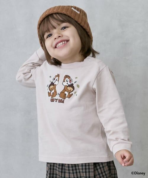petit main / プティマイン Tシャツ | 【Disney】グラフィック長袖T（薄ベージュ）