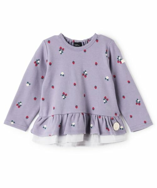 petit main / プティマイン Tシャツ | 【オーガニック】ペプラム長袖Tシャツ（ブルー）