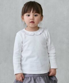 petit main / プティマイン Tシャツ | 【オーガニック】フリル衿長袖Tシャツ