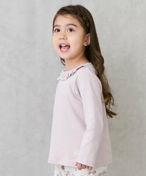 petit main / プティマイン Tシャツ | 【オーガニック】フリル衿長袖Tシャツ | 詳細1