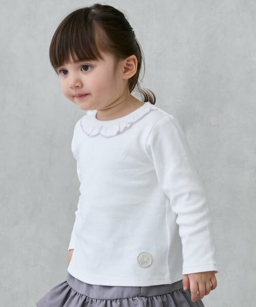 petit main / プティマイン Tシャツ | 【オーガニック】フリル衿長袖Tシャツ | 詳細4