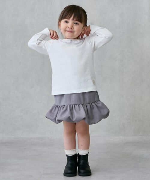 petit main / プティマイン Tシャツ | 【オーガニック】フリル衿長袖Tシャツ | 詳細5