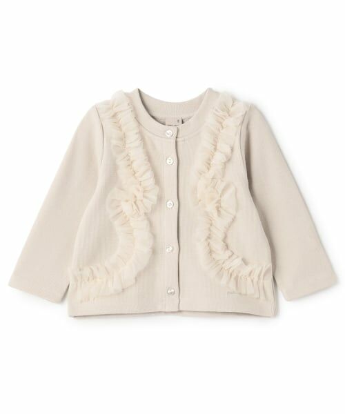 petit main / プティマイン カーディガン・ボレロ | 【リンク】チュールフリルカットカーディガン（アイボリー）