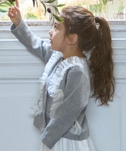 petit main / プティマイン カーディガン・ボレロ | 【リンク】チュールフリルカットカーディガン | 詳細3