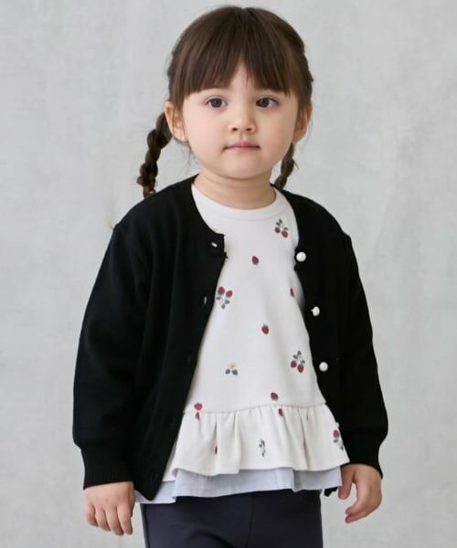 petit main / プティマイン カーディガン・ボレロ | 【リンク】パールボタンニットカーディガン（黒）