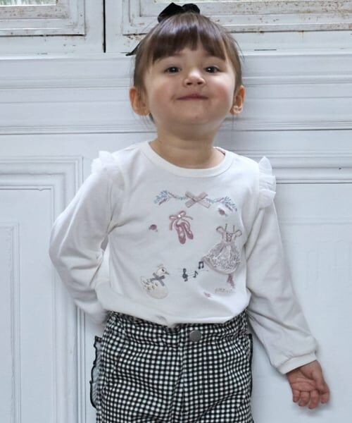 petit main / プティマイン Tシャツ | 【WEB限定カラー】バレエモチーフ長袖Tシャツ（オフ ホワイト）