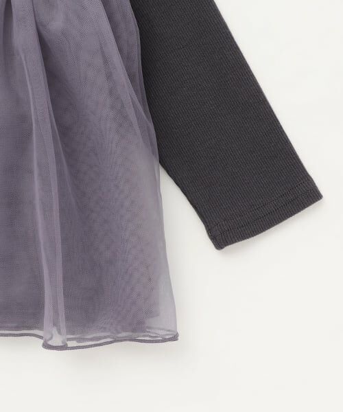 petit main / プティマイン Tシャツ | お花チュールドッキング長袖T | 詳細6