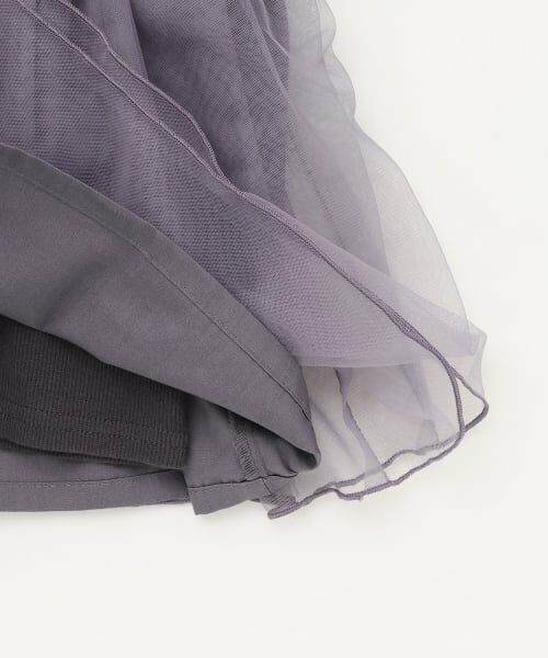 petit main / プティマイン Tシャツ | お花チュールドッキング長袖T | 詳細7