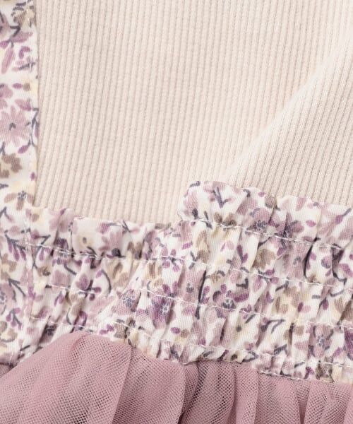 petit main / プティマイン Tシャツ | お花チュールドッキング長袖T | 詳細8