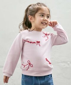 petit main / プティマイン Tシャツ | ロゴ刺しゅう長袖Tシャツ