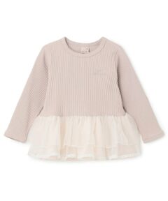 petit main / プティマイン Tシャツ | チュールペプラムロゴ長袖Tシャツ