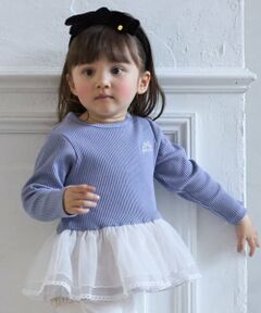 petit main / プティマイン Tシャツ | チュールペプラムロゴ長袖Tシャツ