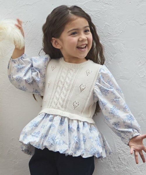 petit main / プティマイン Tシャツ | 【リンク】ベストドッキングチュニック（アイボリー）