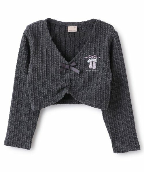 petit main / プティマイン カーディガン・ボレロ | 【バレエ】ジャガードトップス（チャコール）