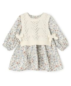 petit main / プティマイン ミニ丈・ひざ丈ワンピース | 【リンク】ベストつきティアードワンピース(キッズサイズ)