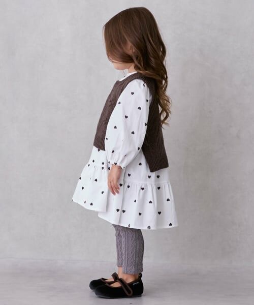petit main / プティマイン ミニ丈・ひざ丈ワンピース | 【リンク】ベストつきティアードワンピース(キッズサイズ) | 詳細1
