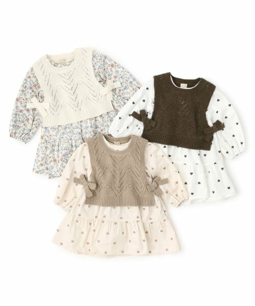 petit main / プティマイン ミニ丈・ひざ丈ワンピース | 【リンク】ベストつきティアードワンピース(キッズサイズ) | 詳細13